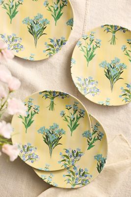 Floral Melamine Side Plates, Set of 4