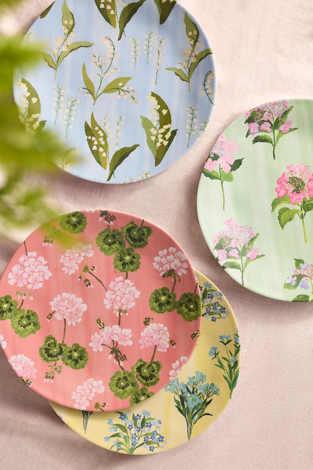 Floral Melamine Dinner Plates, Set of 4 #5