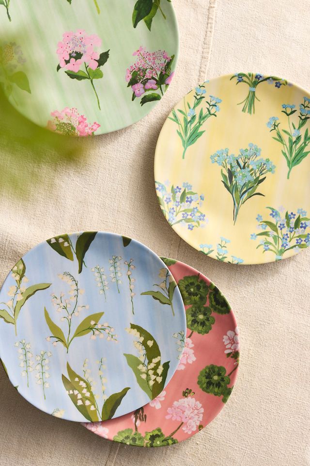 Floral Melamine Dinner Plates, Set of 4 #6