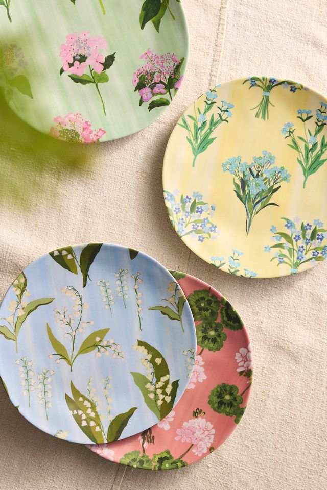 Floral Melamine Dinner Plates, Set of 4 #2