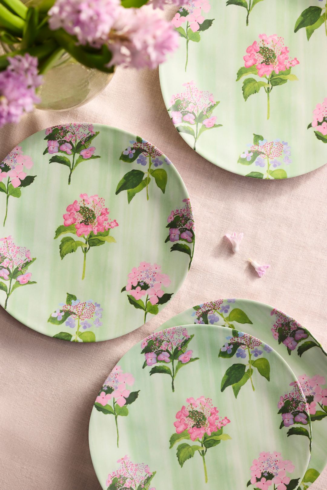 Floral Melamine Dinner Plates, Set of 4 - HYDRANGEA, One Size