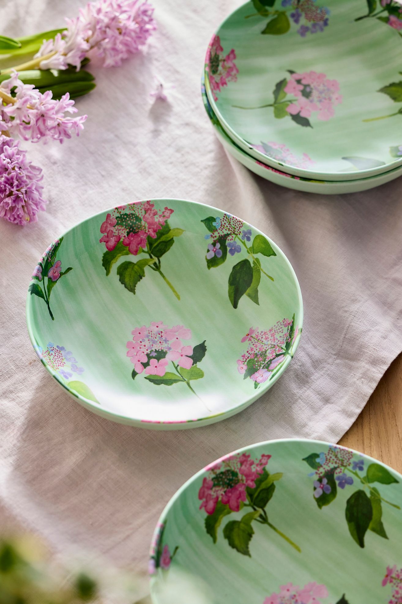 Floral Melamine Bowls, Set of 4 - HYDRANGEA, One Size