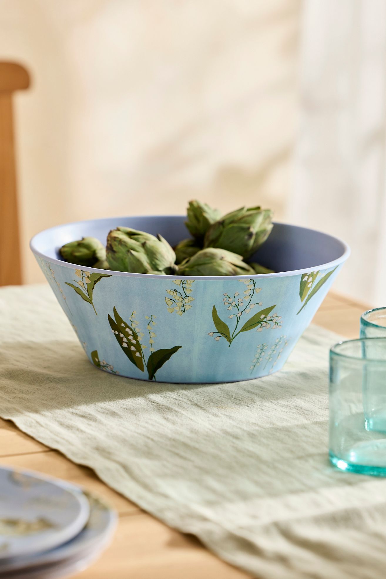 Floral Melamine Serving Bowl - LILY OF THE VALLEY, One Size