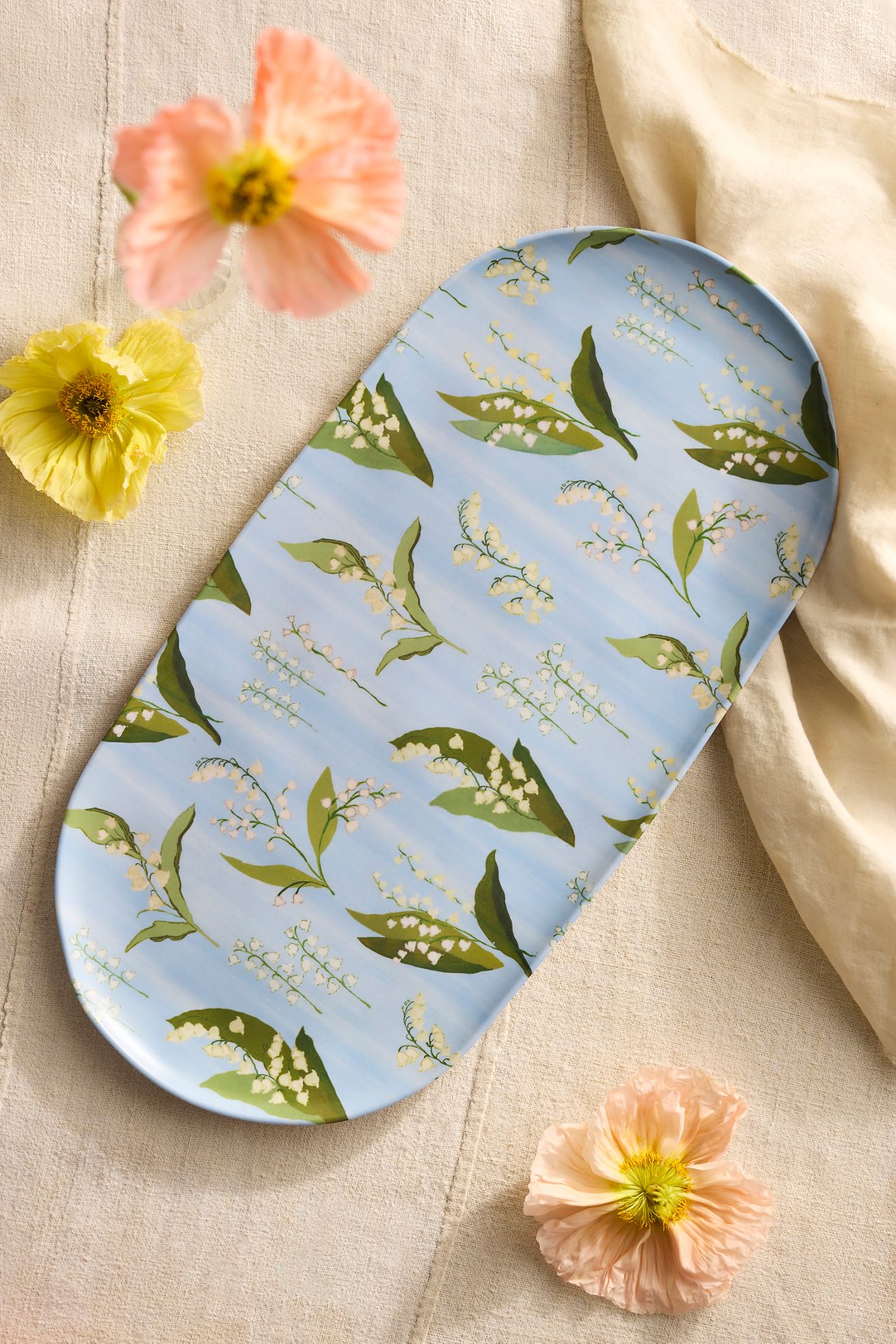 Floral Melamine Serving Platter, Lily of the Valley - LILY OF THE VALLEY, One Size