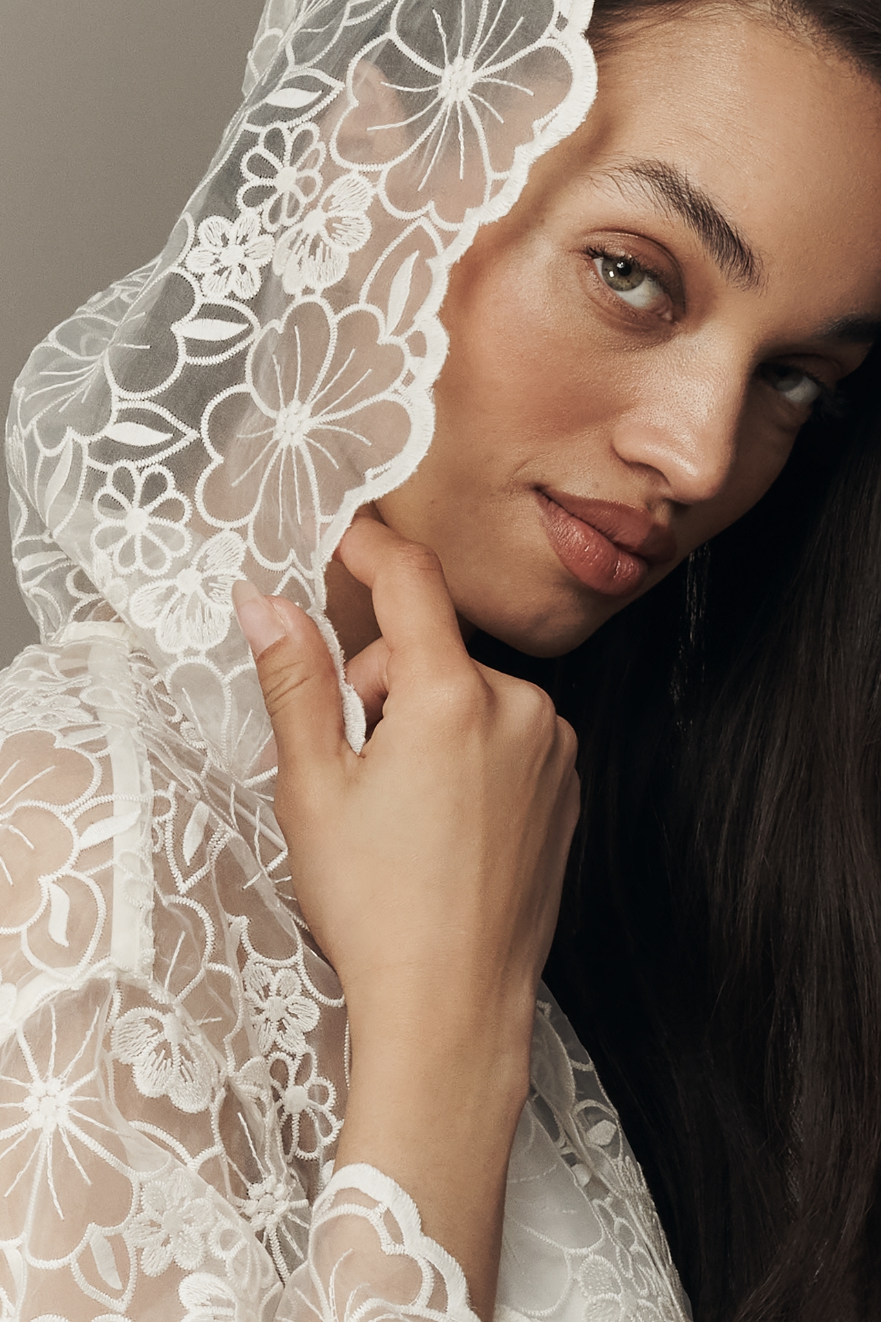 By Anthropologie Sheer Floral Lace Tie-Waist Jacket