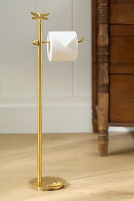 Anastasia Dragonfly Brushed Brass Standing Toilet Paper Holder