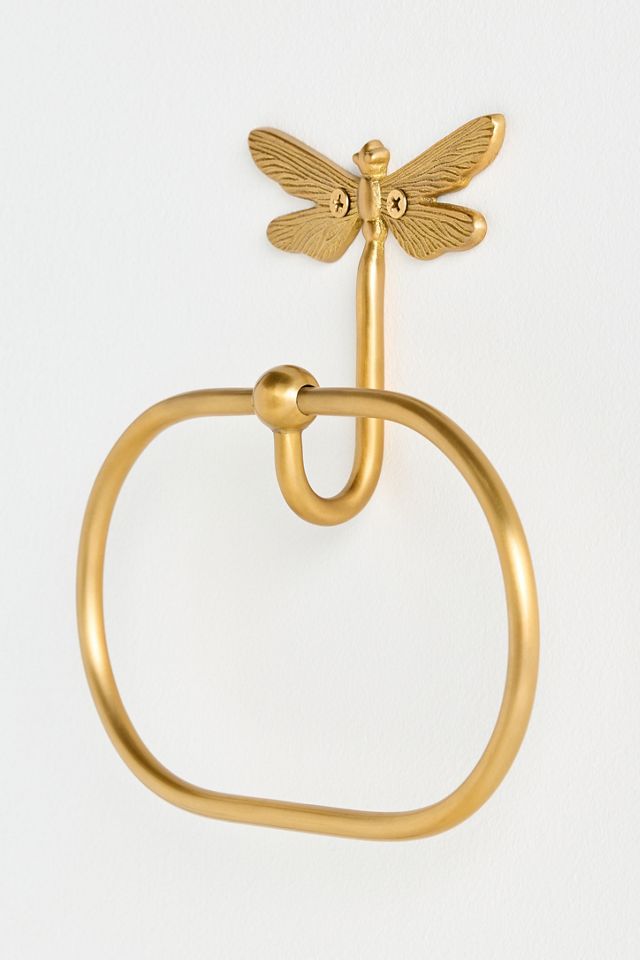 Anastasia Dragonfly Brushed Brass Bath Towel Ring #3