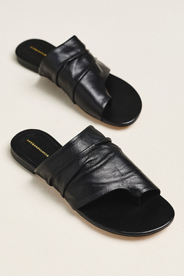 Toe-Loop Leather Wrapped Slide Sandals | Anthropologie