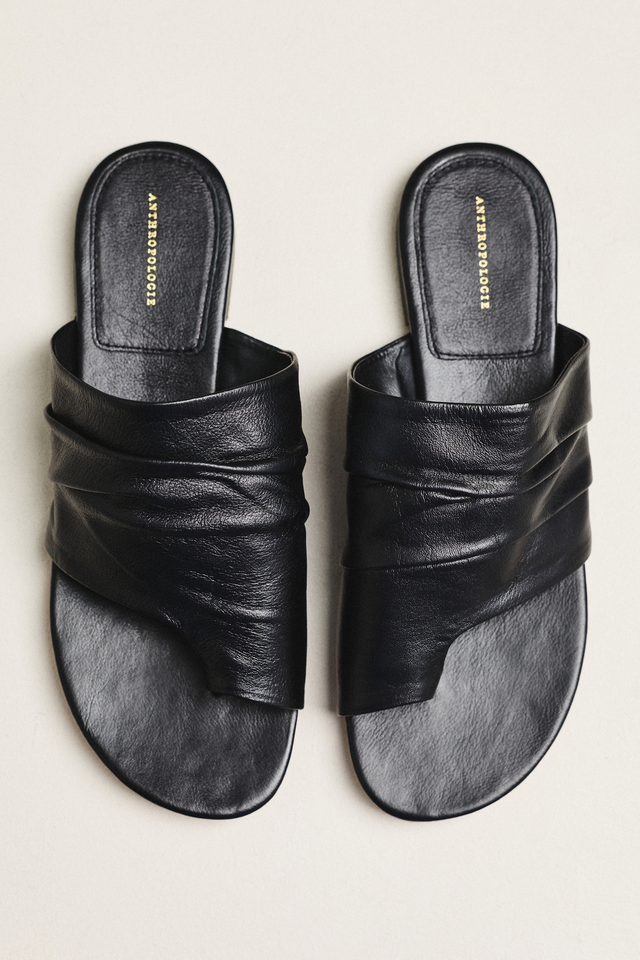 Toe-Loop Leather Wrapped Slide Sandals