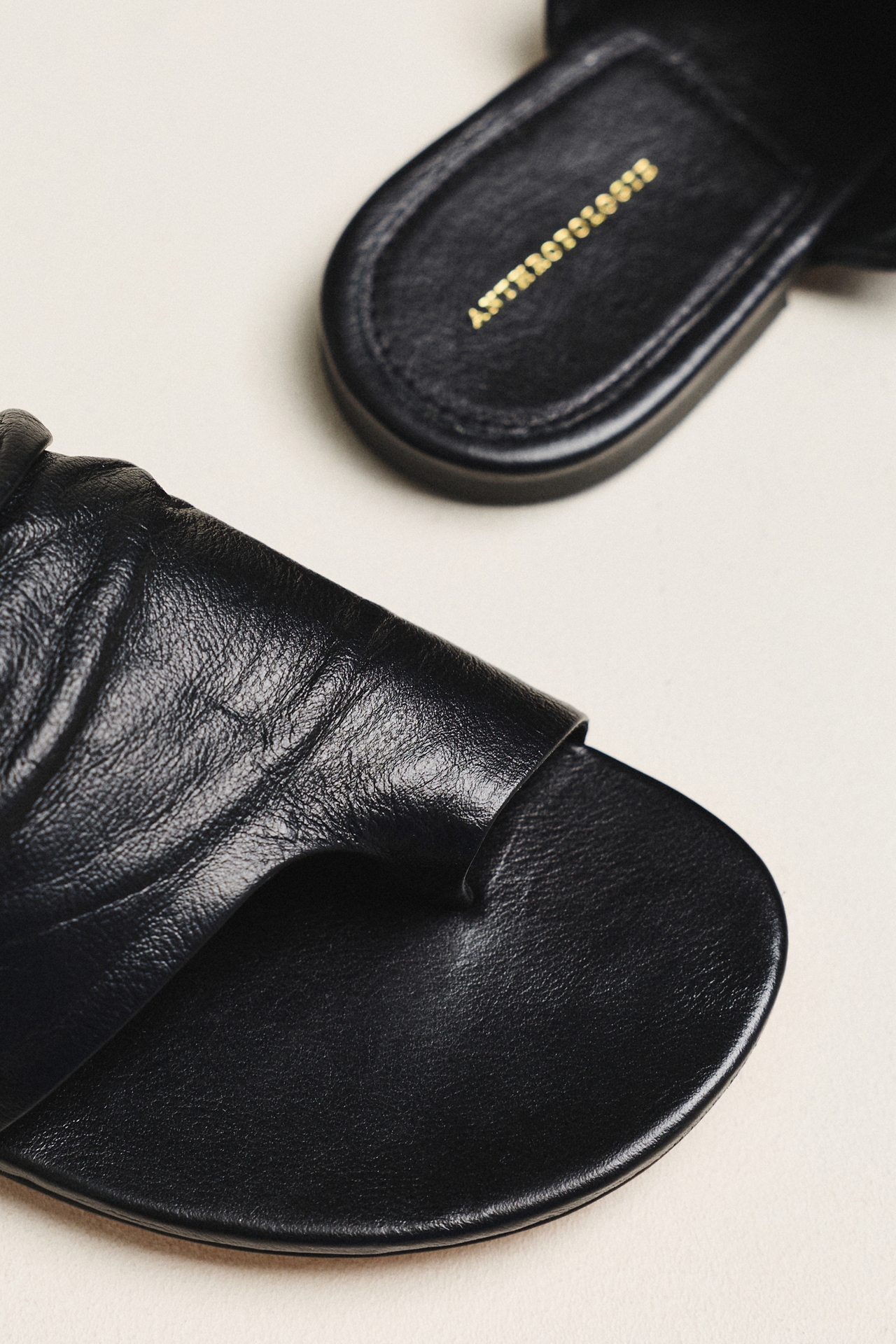 Toe-Loop Leather Wrapped Slide Sandals