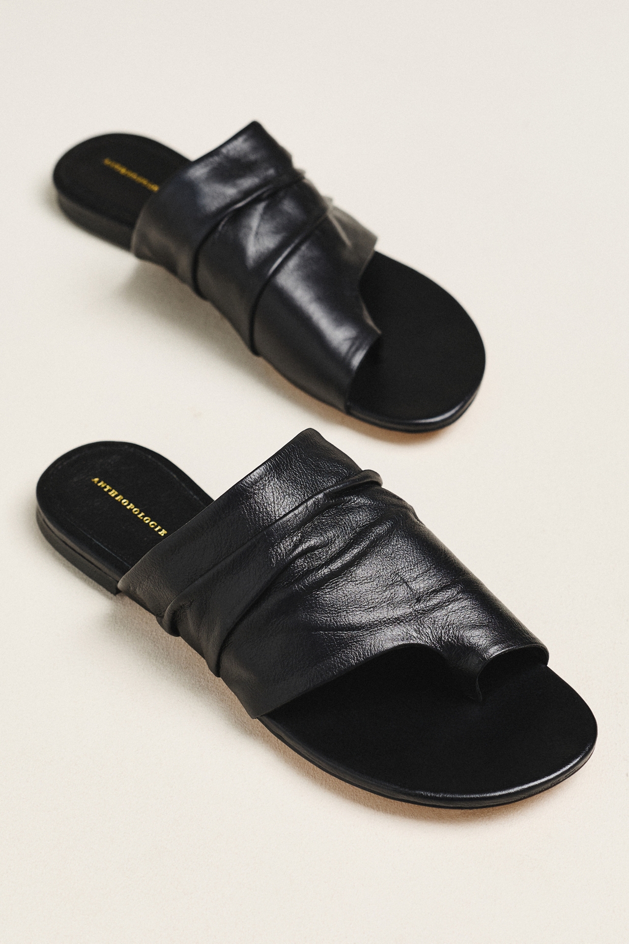 Toe-Loop Leather Wrapped Slide Sandals