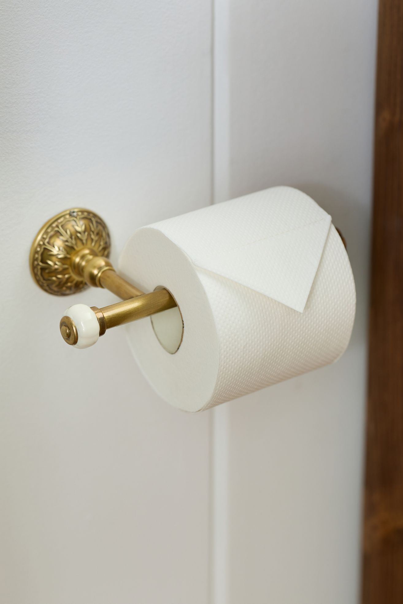 Eloise Brass Toilet Paper Holder - White, One Size