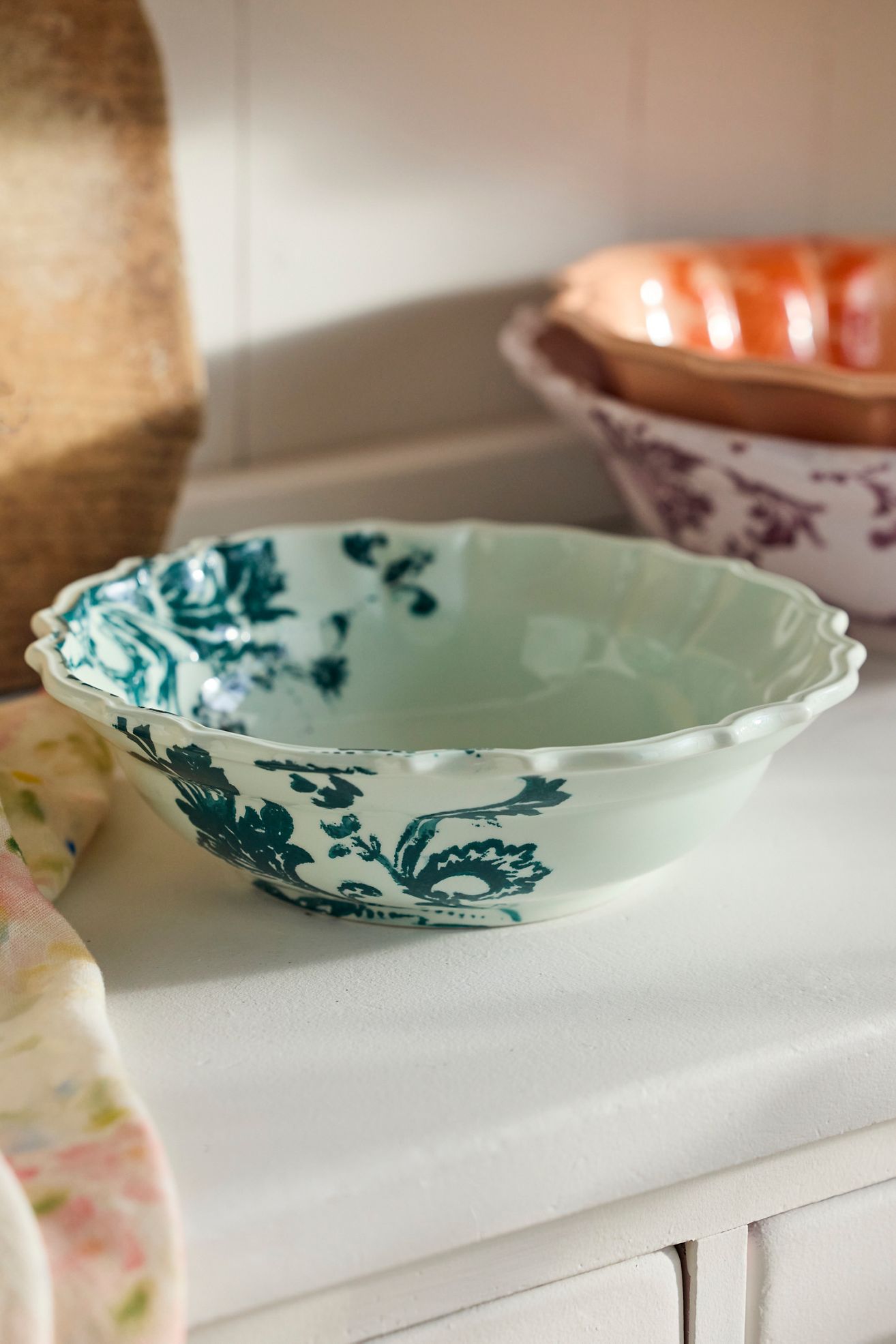 Botanical Silhouette Serving Bowl - Mint, One Size