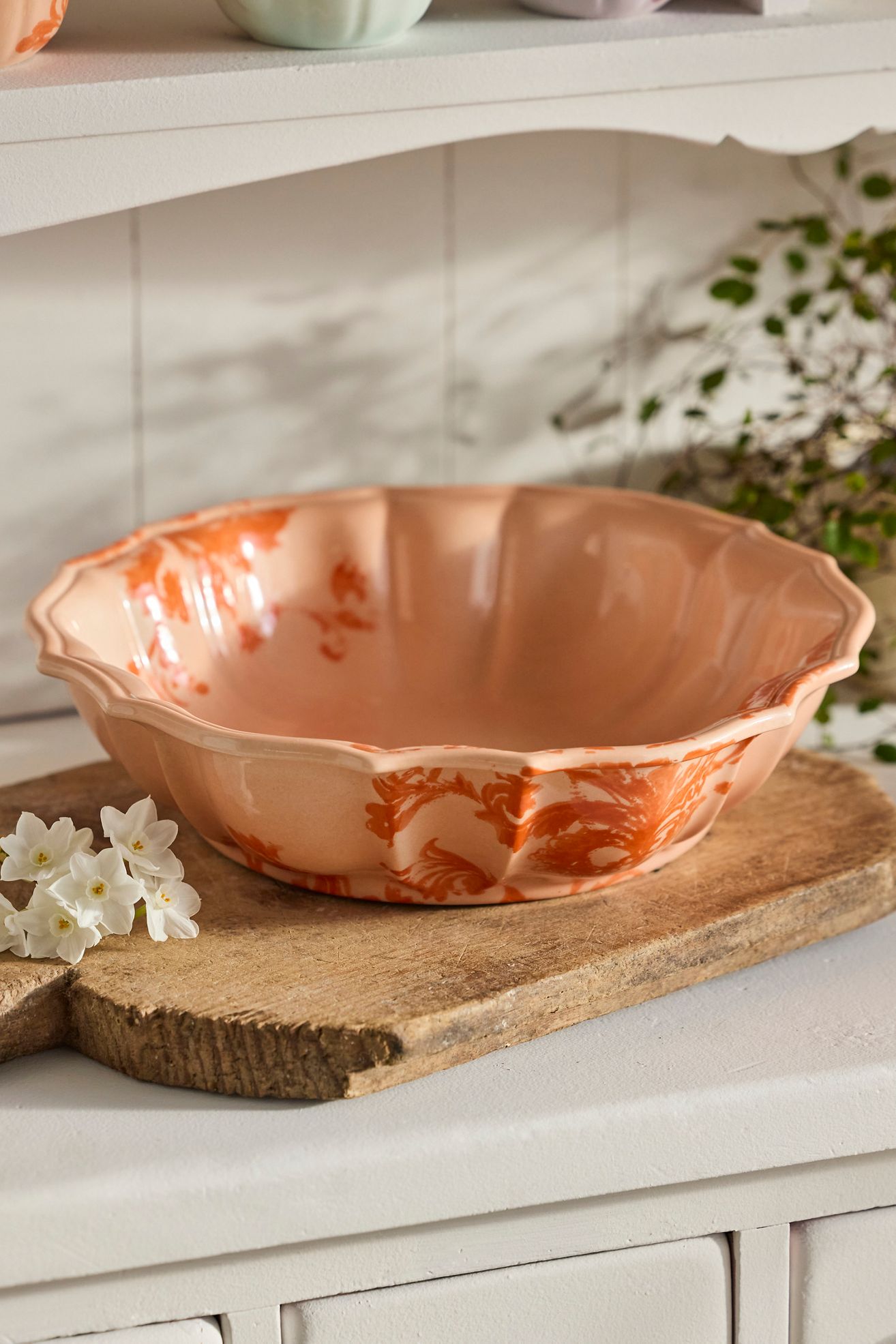 Botanical Silhouette Serving Bowl, Large - Papaya, One Size