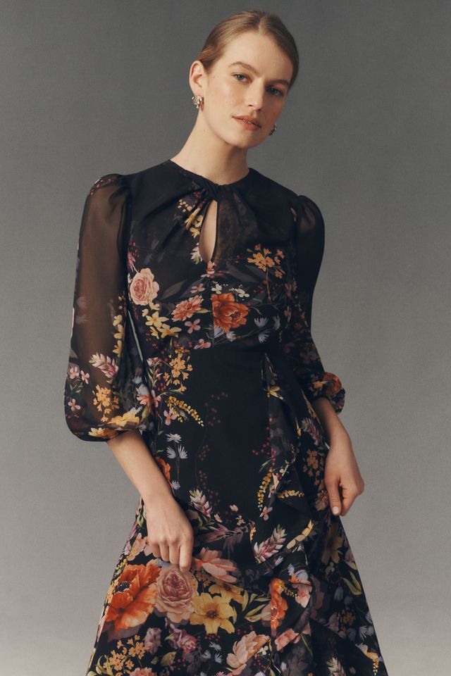 Mestiza Ophelia Draped Floral Print Chiffon Gown #2