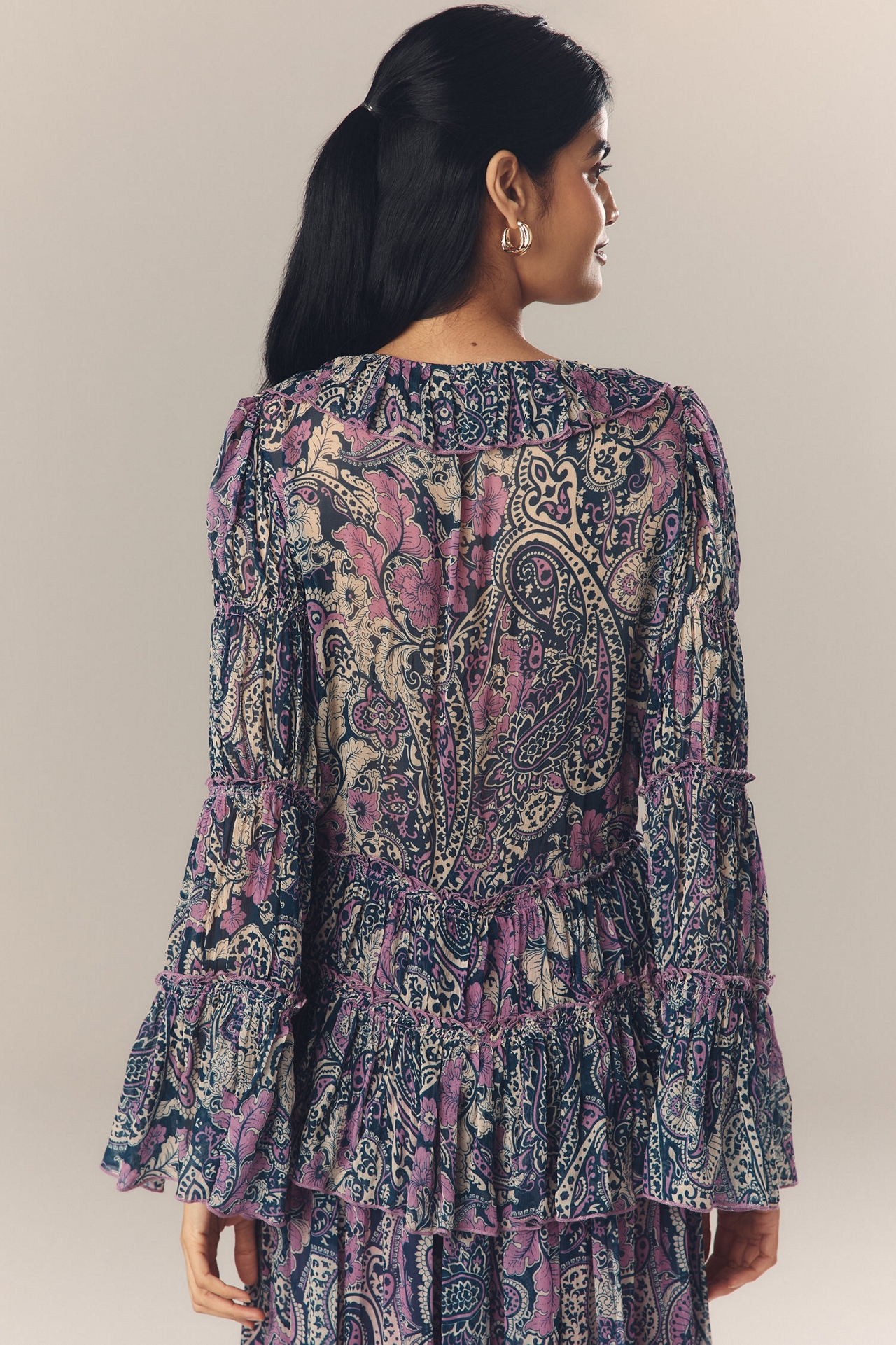 Long-Sleeve Ruffled Blouse