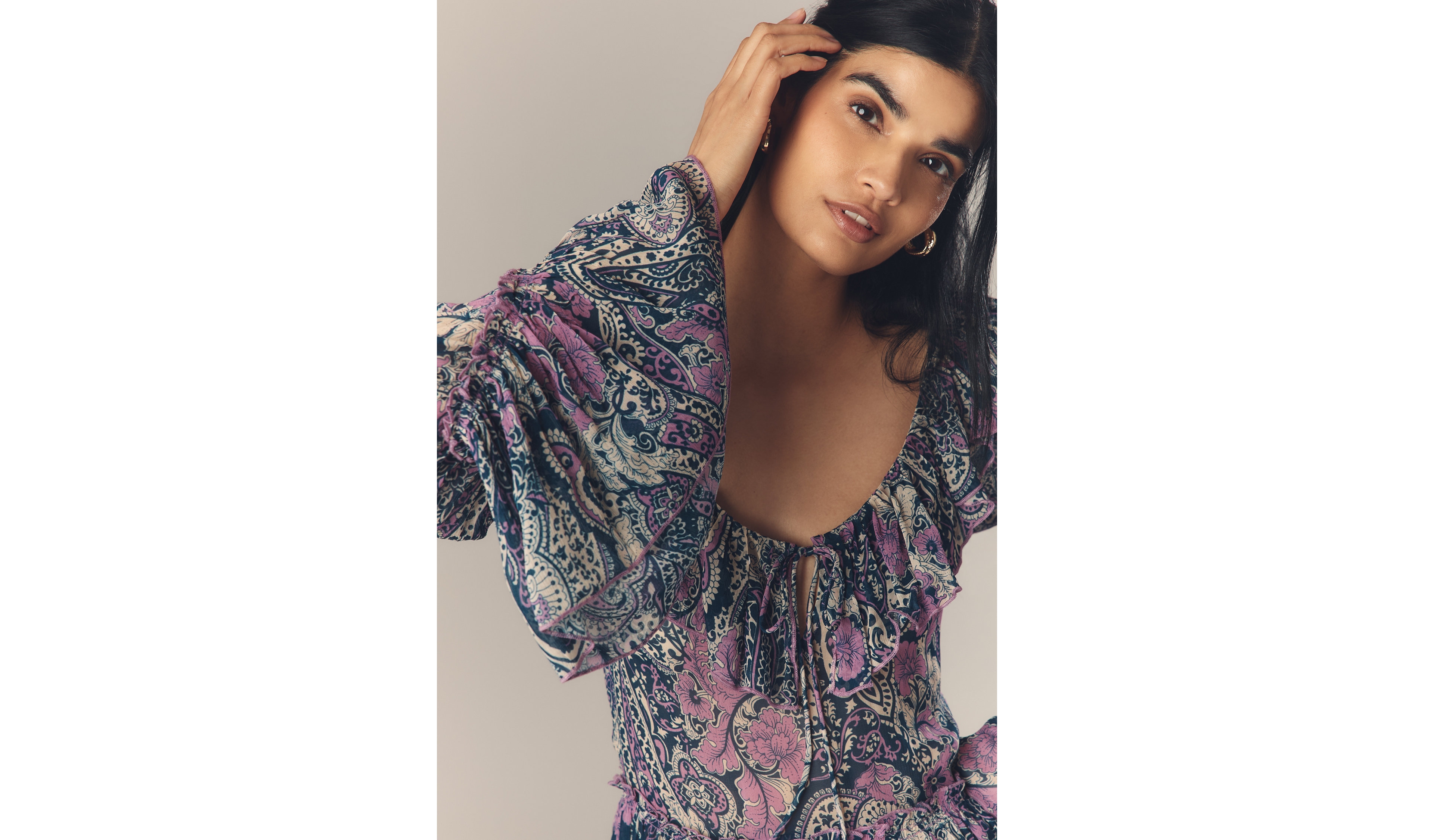 Long-Sleeve Ruffled Blouse