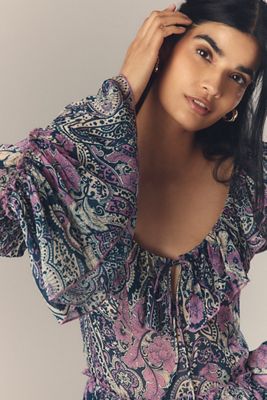 Long-Sleeve Ruffled Blouse