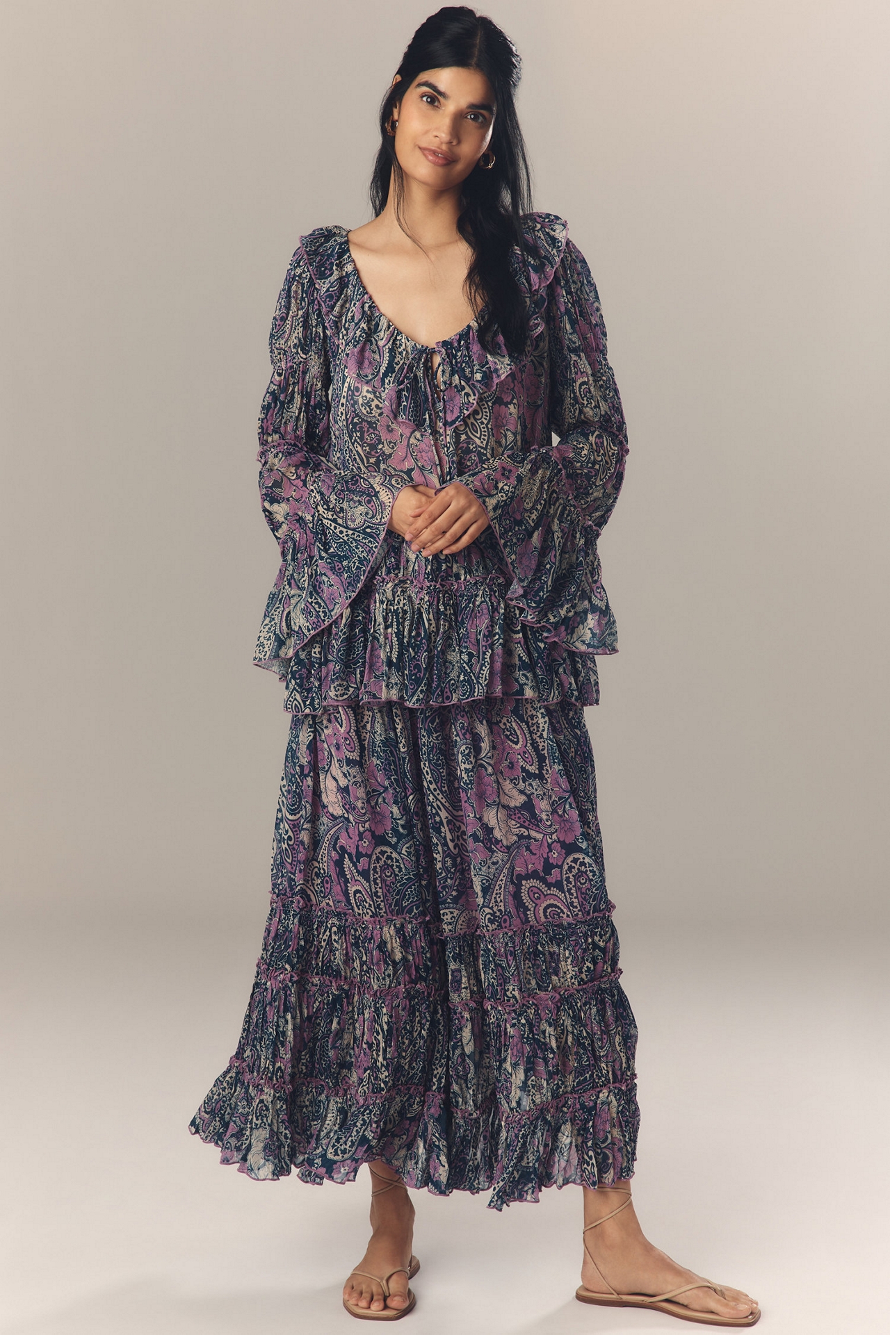 Long-Sleeve Ruffled Blouse