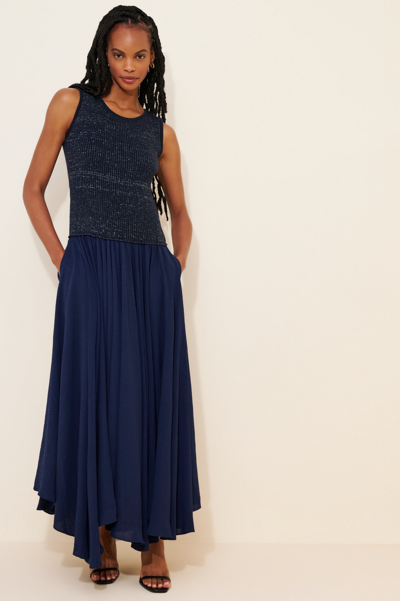 Alexandra Bueno Vestido Mix Media Maxi Dress