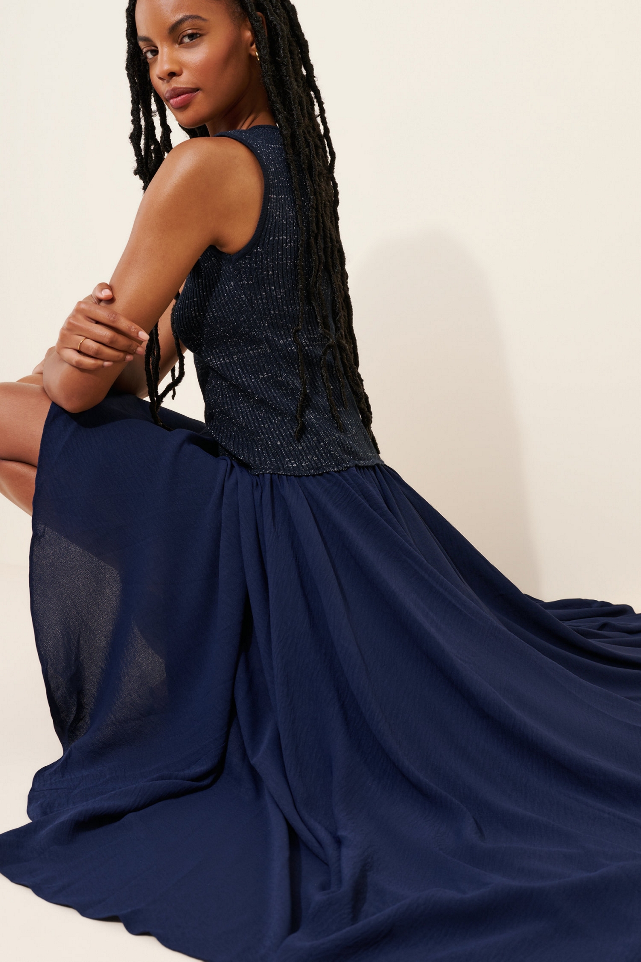 Alexandra Bueno Vestido Mix Media Maxi Dress