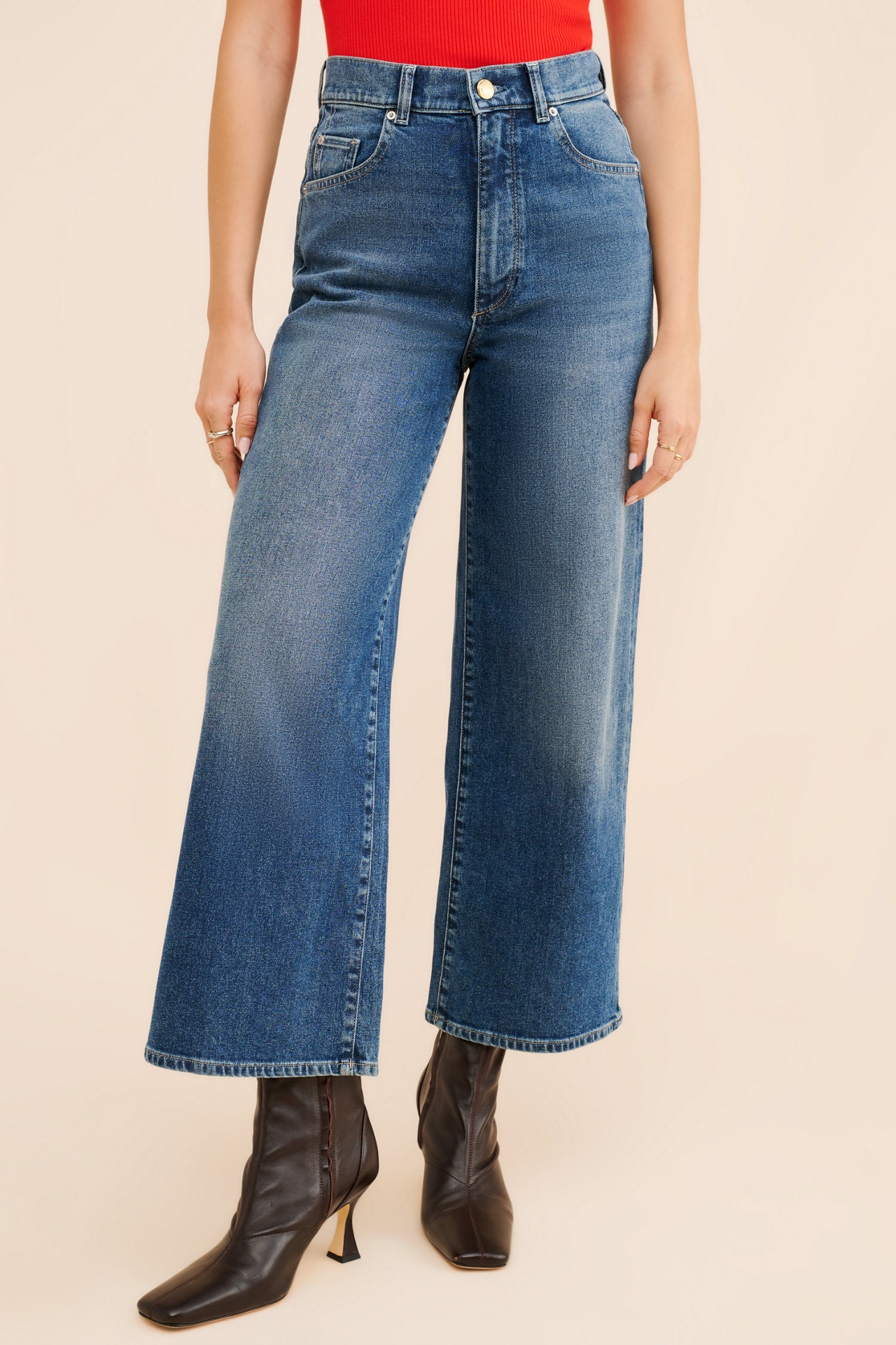 DL1961 Hepburn Medium Wash Wide Leg Jeans