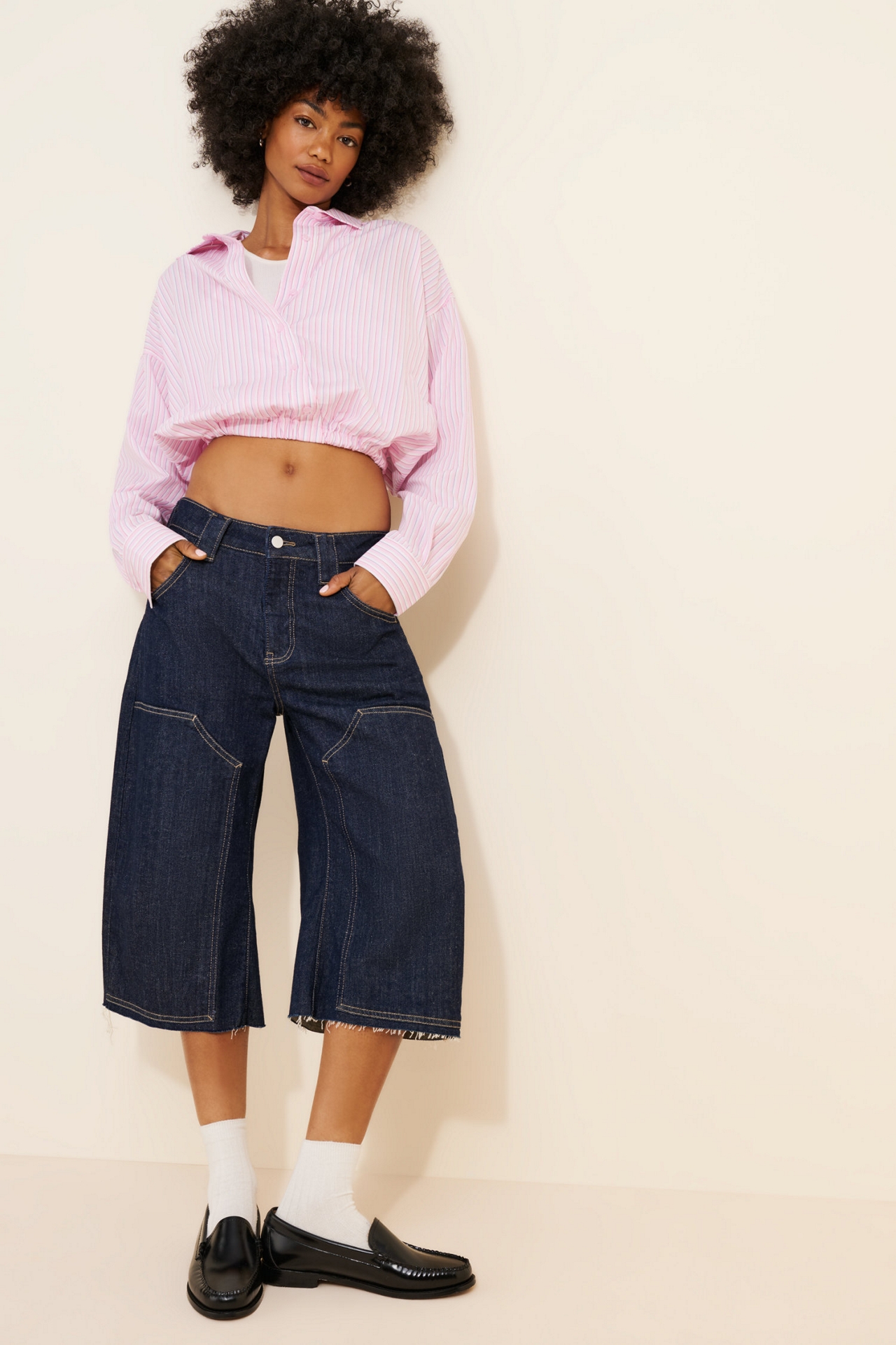 Good American Poplin Bubble Shirt