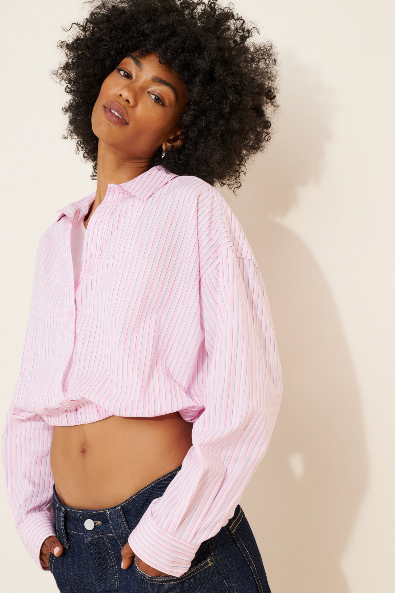 Good American Poplin Bubble Shirt