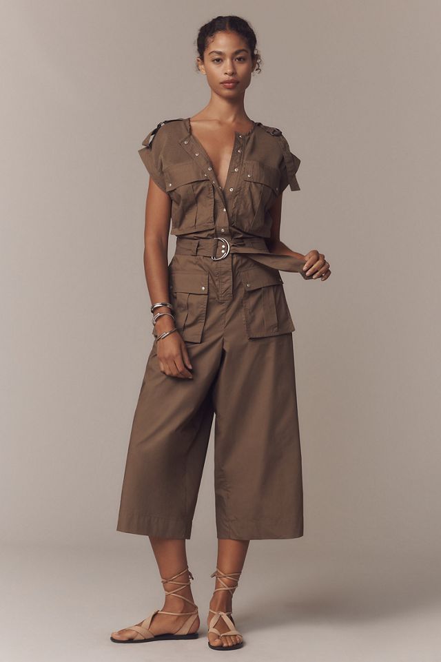 Cropped Safari Jumpsuit | Anthropologie