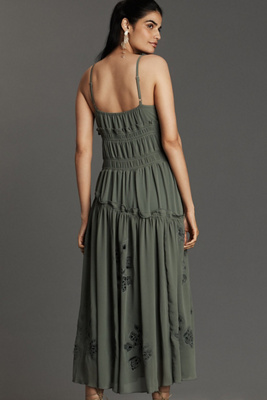 asymmetrical smocked bodice midi dress anthropologie By Anthropologie