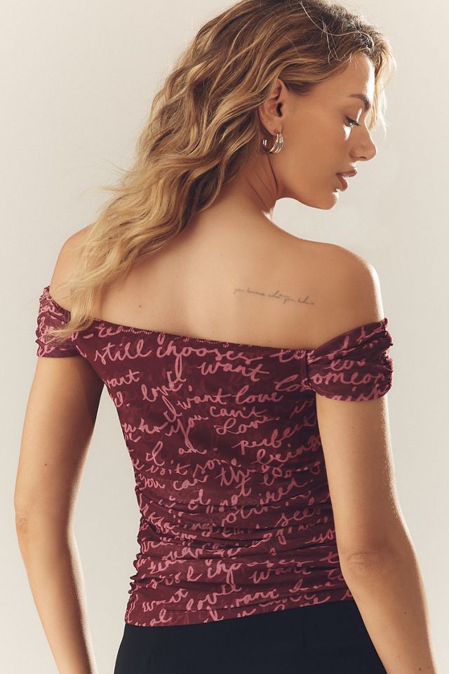 Maeve Off-The-Shoulder Mesh Top #1
