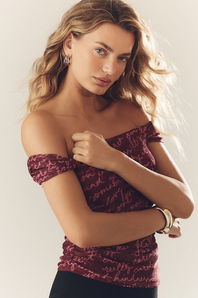 Maeve Off-The-Shoulder Mesh Top #3