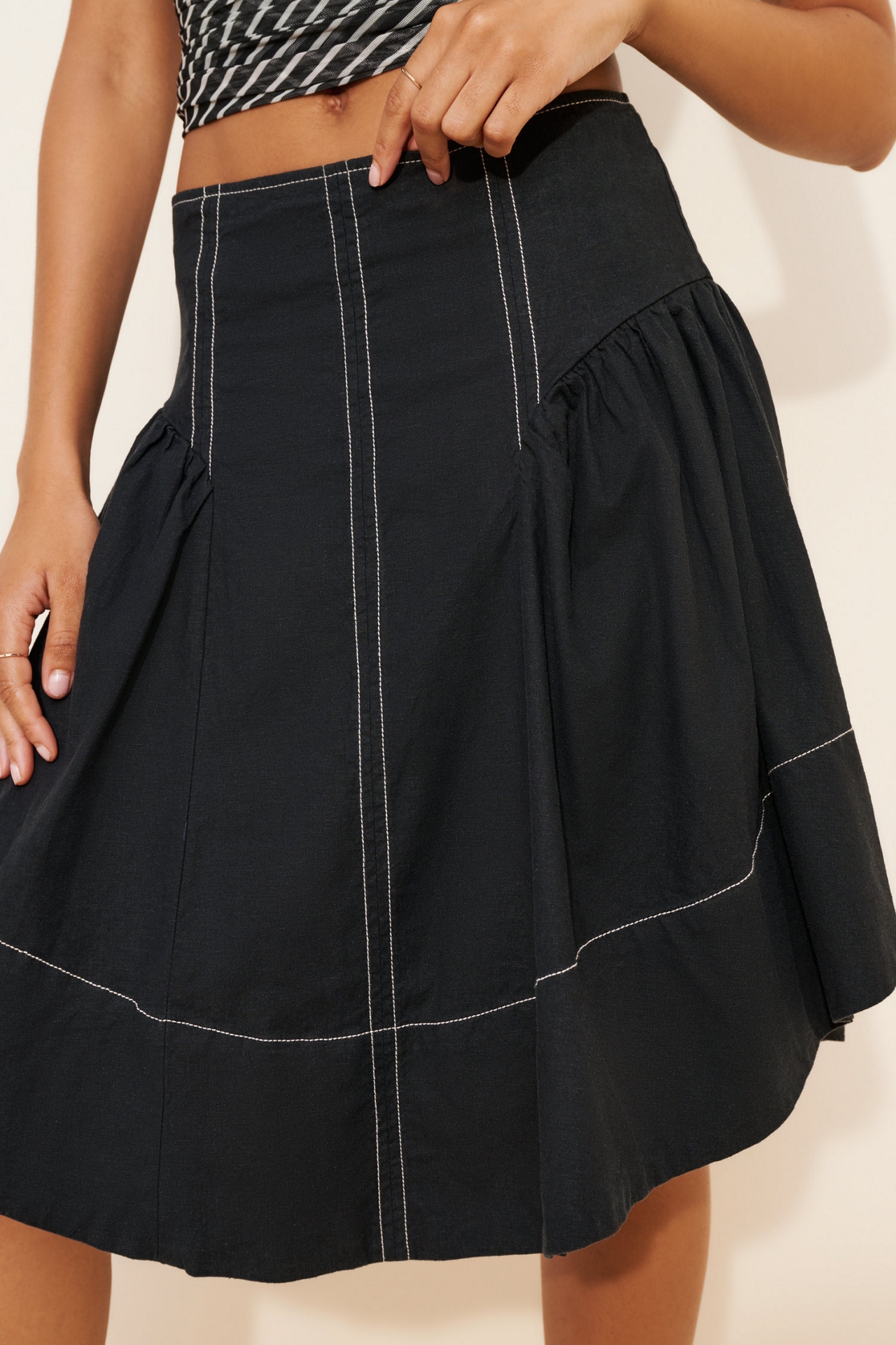 Linen Blend A-Line Skirt