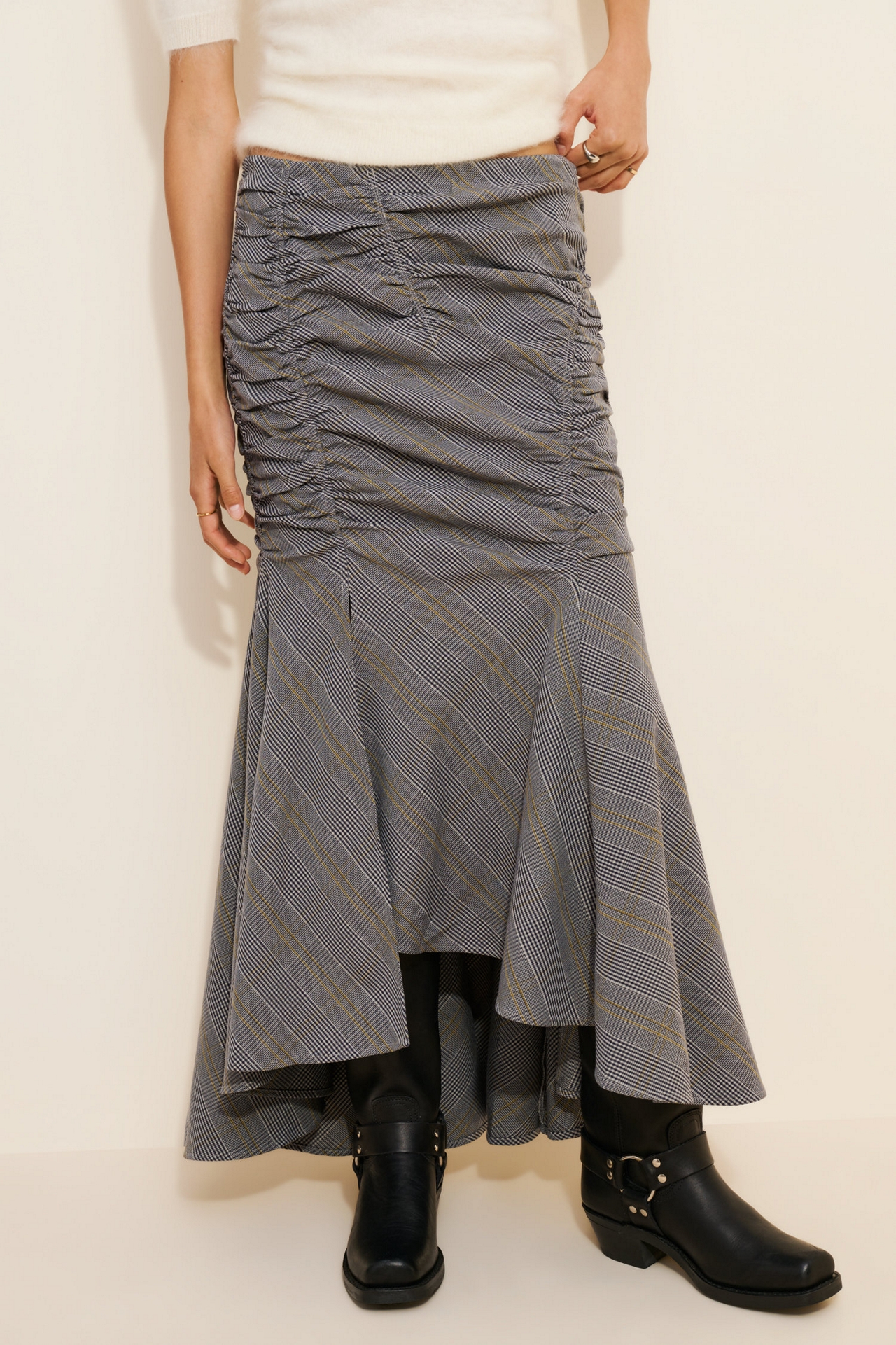 Maeve Sexy Ruched Mermaid Midi Skirt