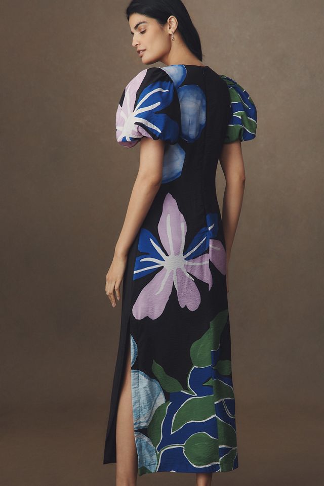 Puff Sleeve A-Line Maxi Dress | Anthropologie