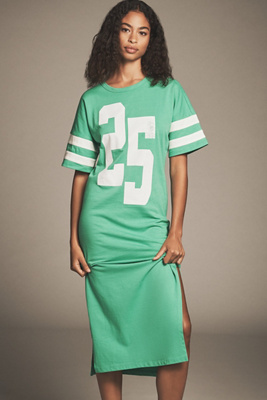 mint green t shirt dress Lille Women's Dress in Mint Green & Petal Pink Stripe XL main image 0