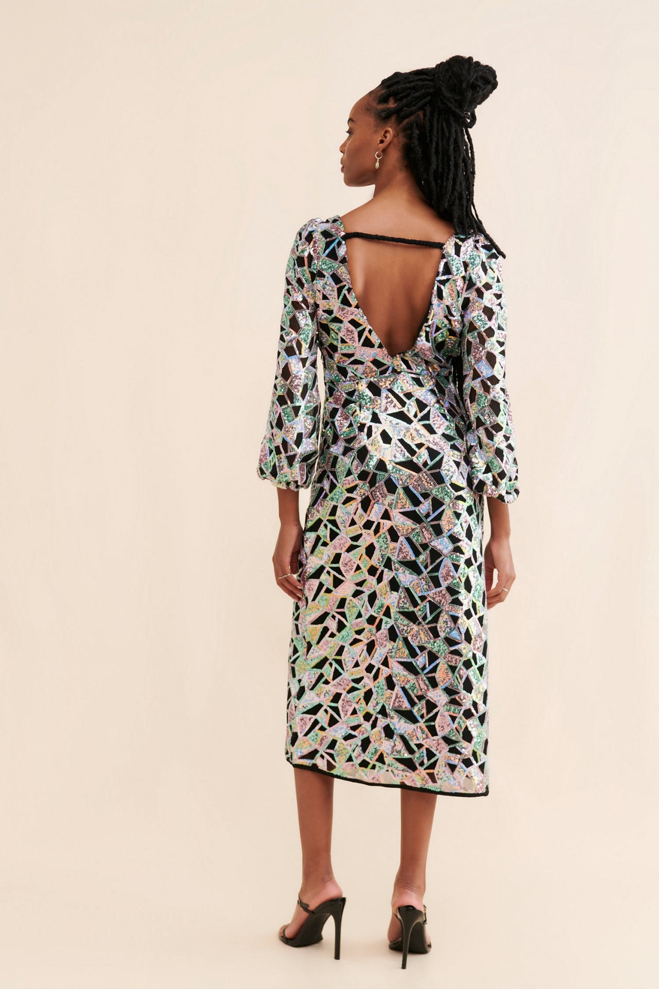 Let Me Be Sequin Cutout Midi Dress