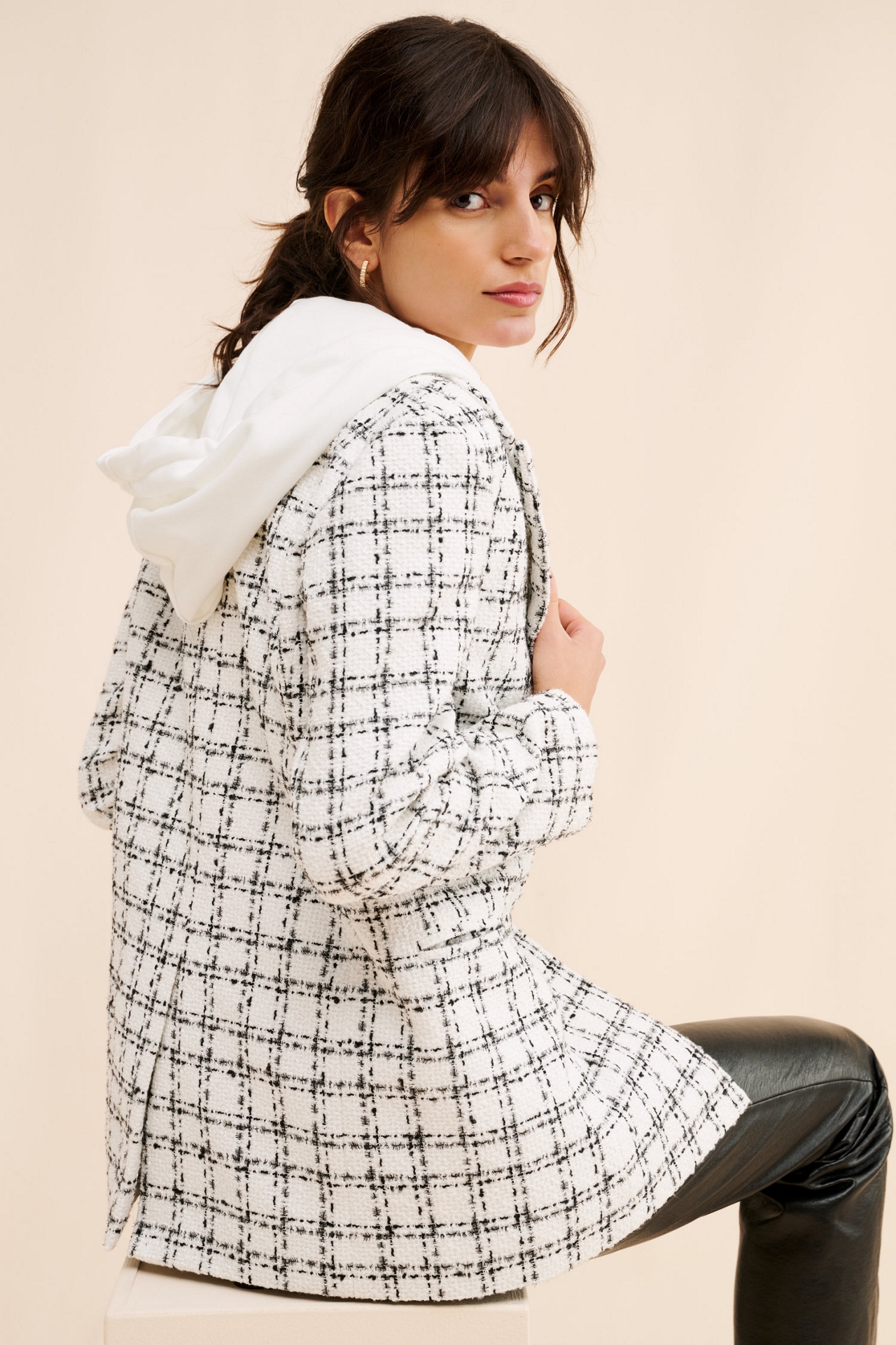 Maeve Hooded Dickie Tweed Blazer