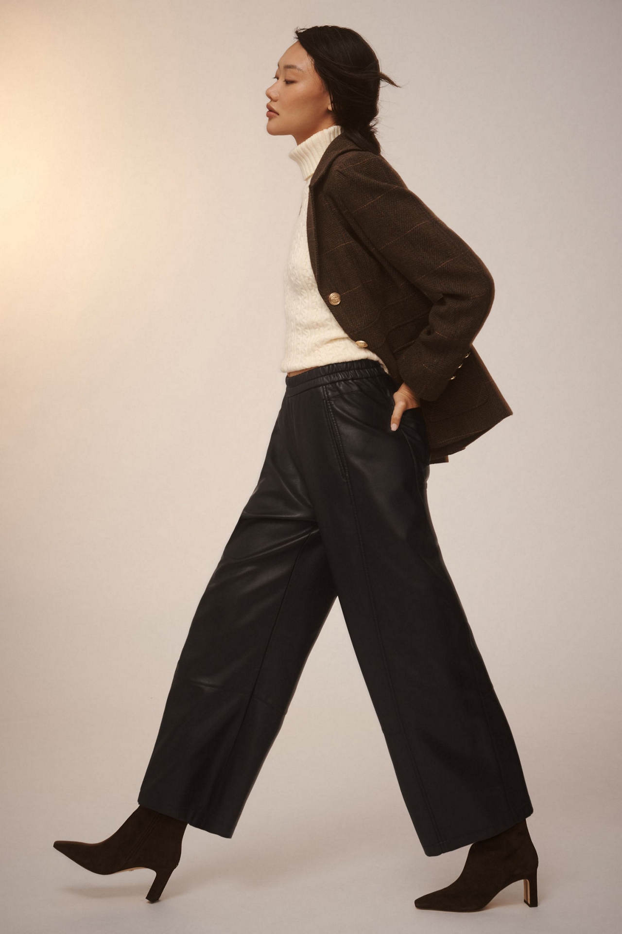 Pilcro The Izzie Relaxed Pull-On Barrel Pants: Vegan-Leather Edition