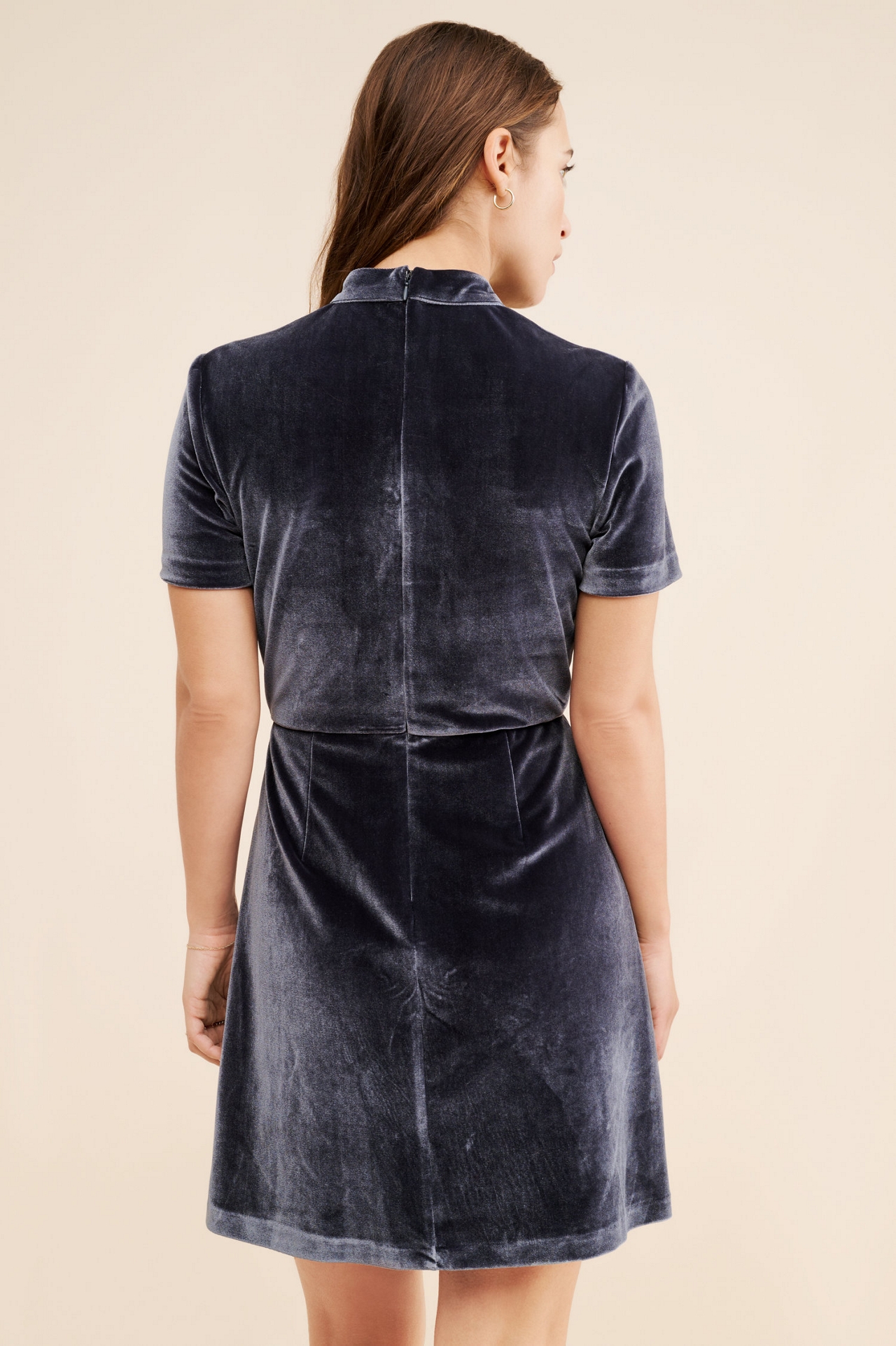 Hutch Mock Neck Velvet Mini Dress