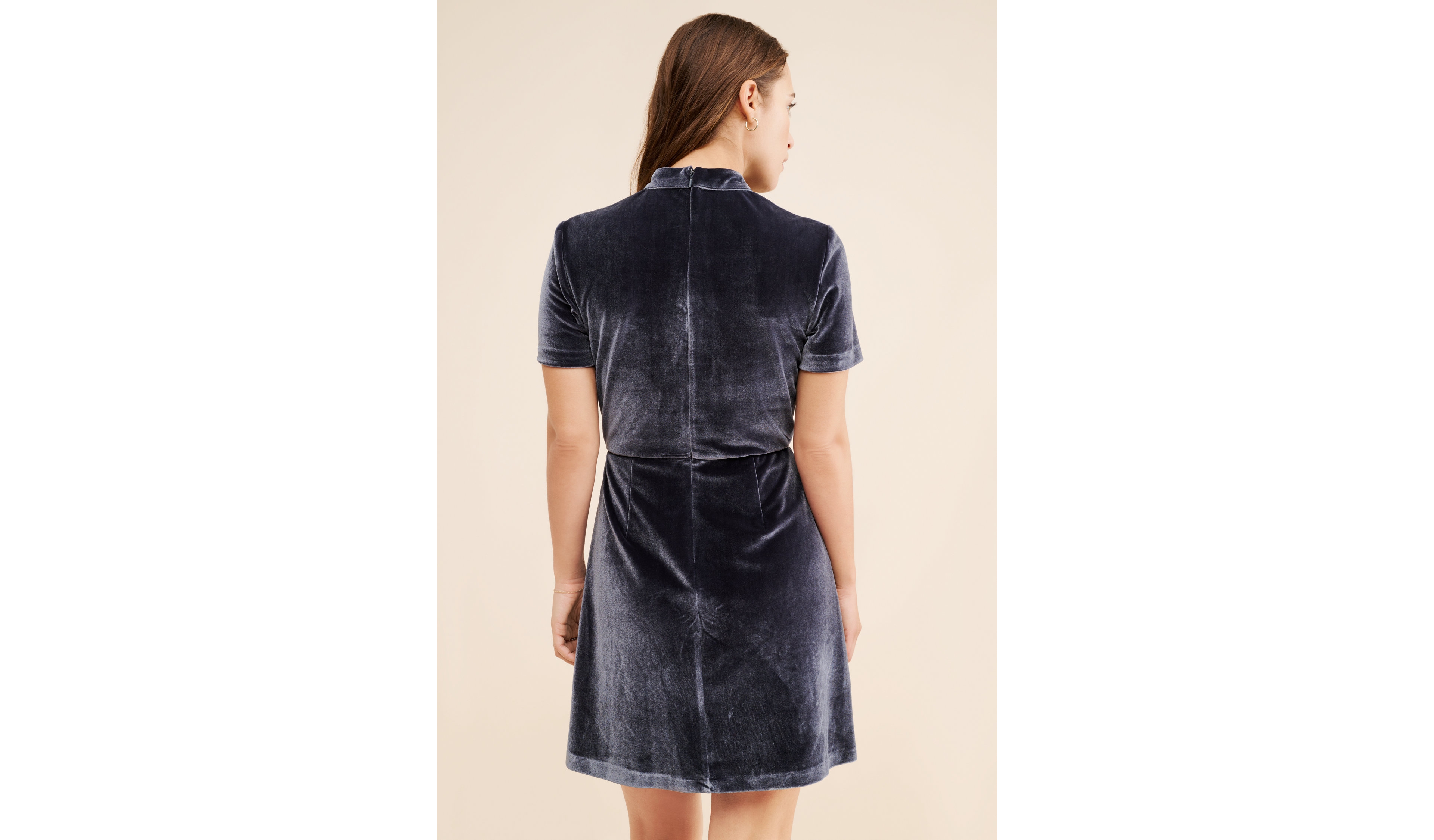 Hutch Mock Neck Velvet Mini Dress