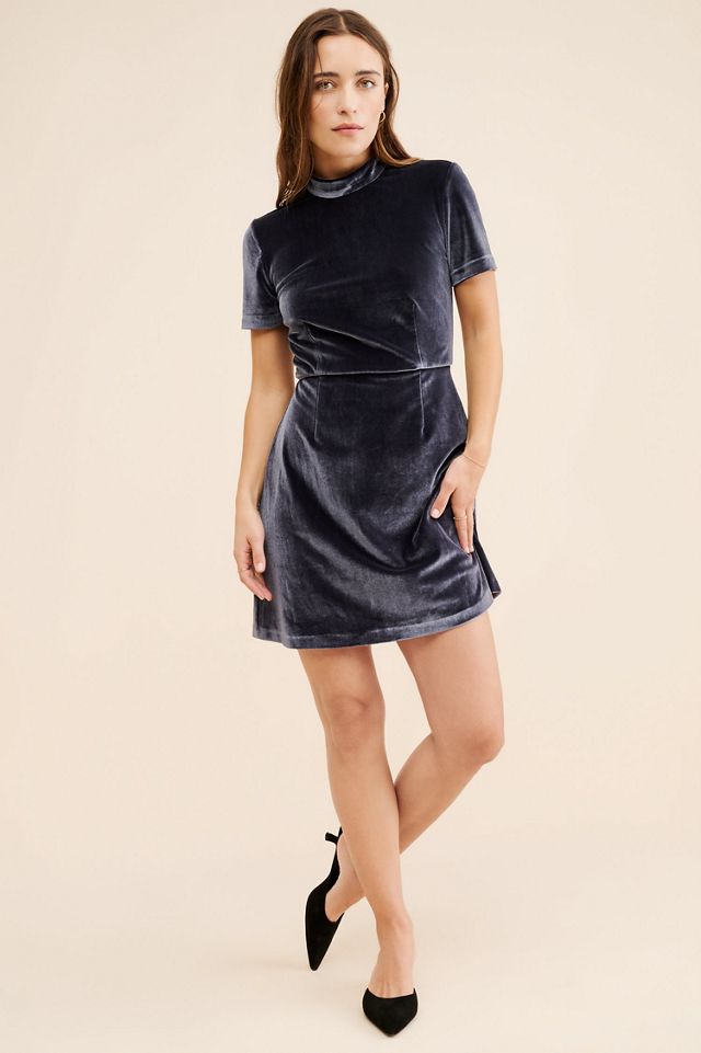 knee length dresses for ladies Raina Velvet Long Sleeve Bodycon Mini Dress main image 1