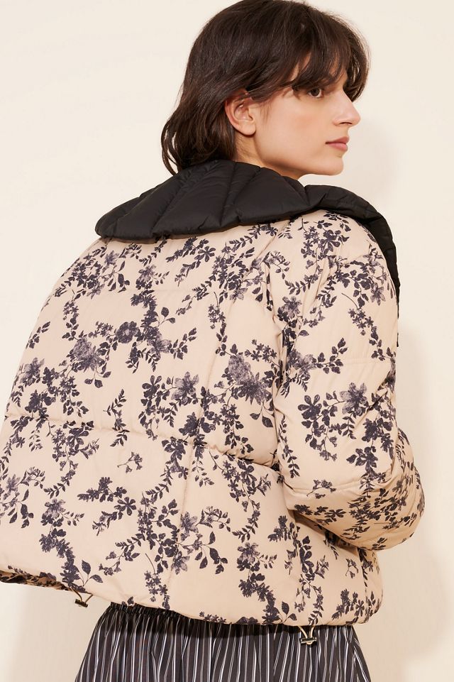 Peter Pan Collar Printed Puffer Coat #1