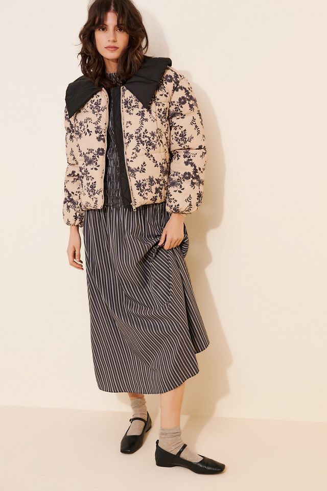 Peter Pan Collar Printed Puffer Coat #3