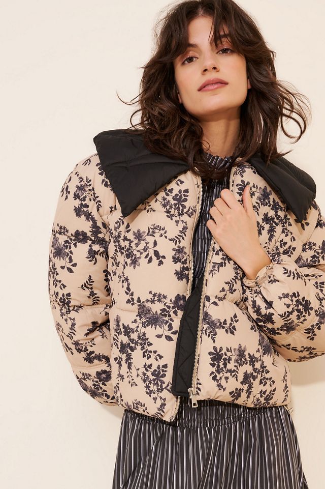 Peter Pan Collar Printed Puffer Coat #2