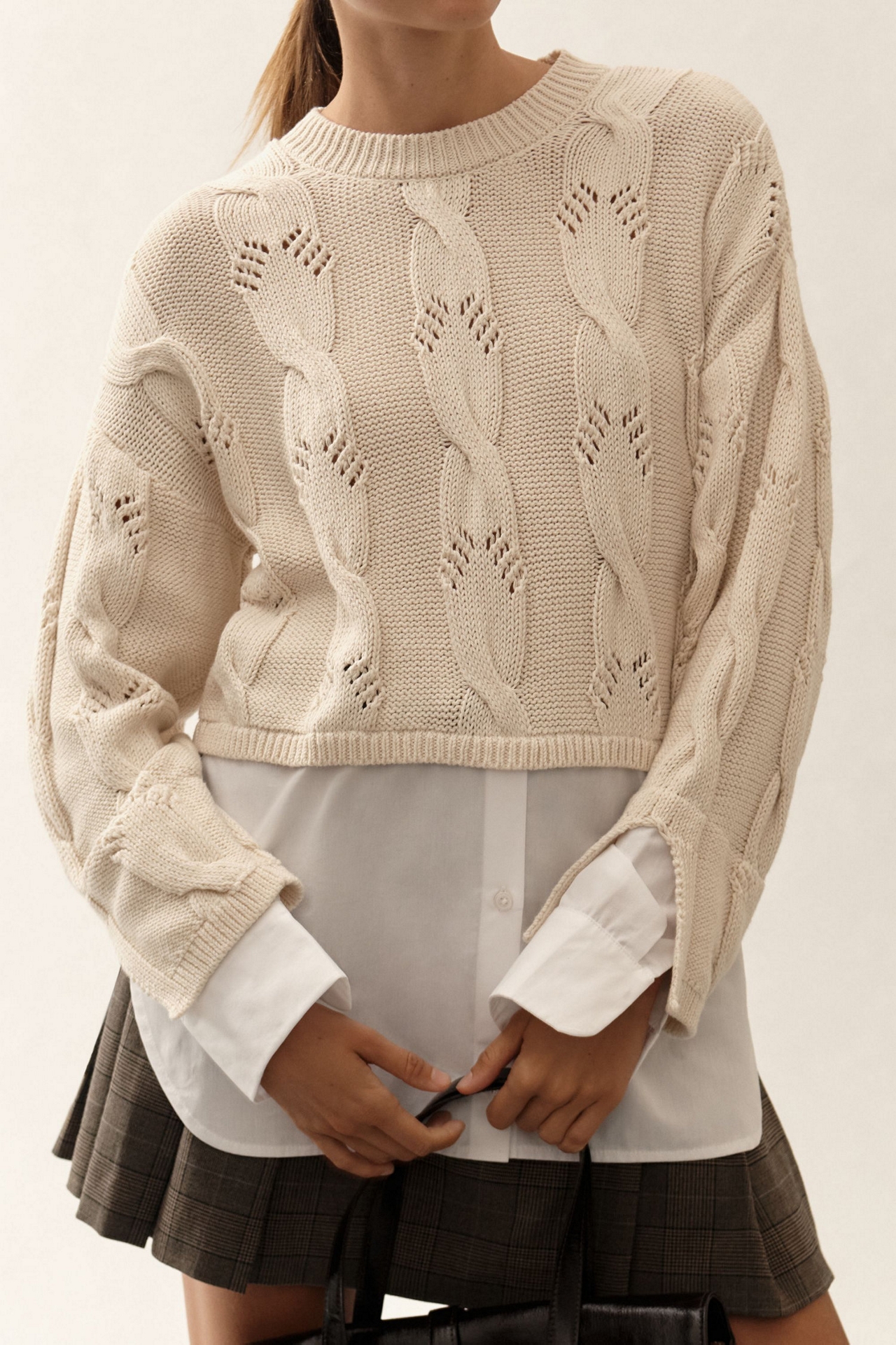 Pilcro Cable Twofer Sweater