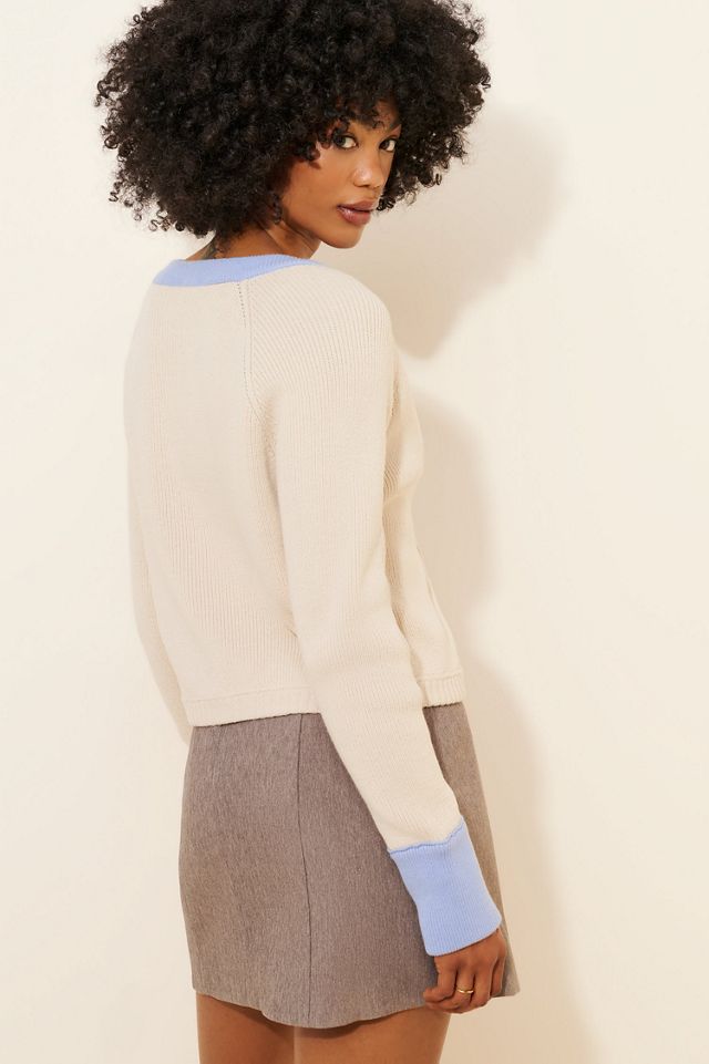 RD Style Contrast Collar Cardigan Sweater #1