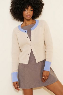RD Style Contrast Collar Cardigan Sweater