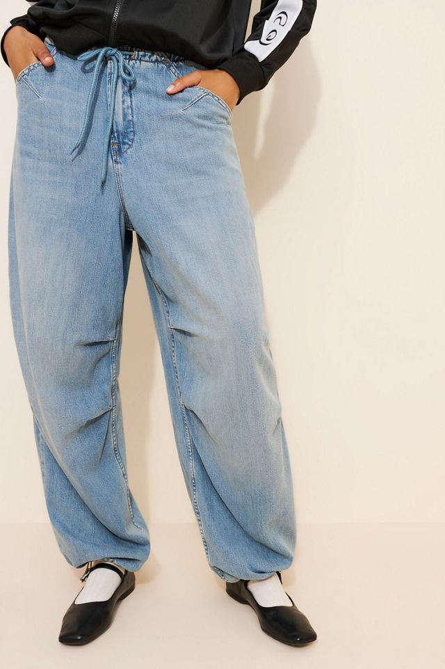 Good American Lite Linen Denim Parachute Jeans #3