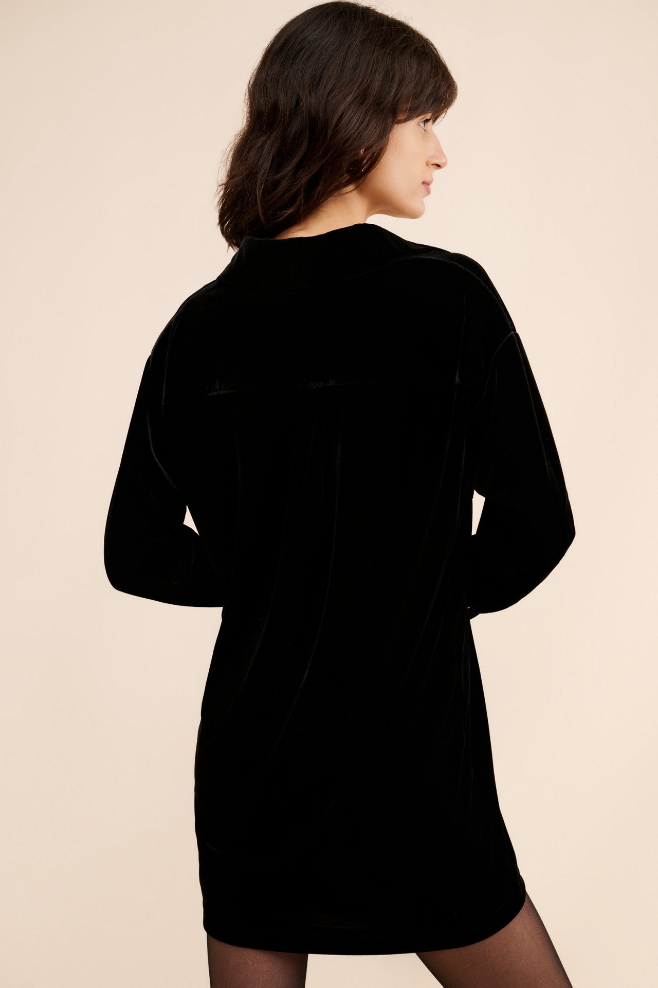 WAYF Briella Velvet Shirt Dress
